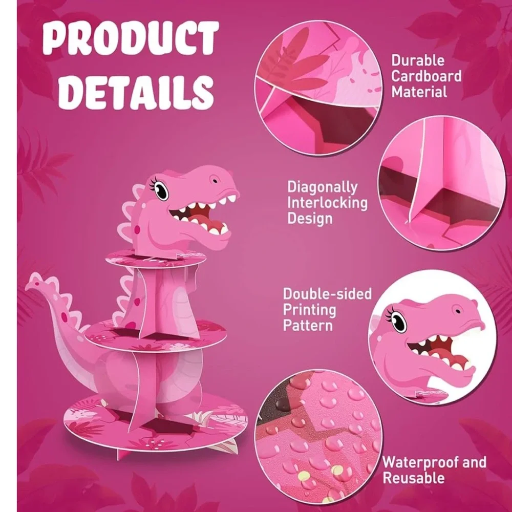 Pink Dinosaur Cupcake Stand